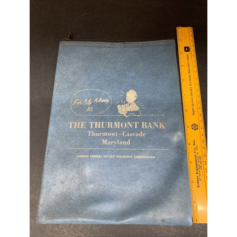 vintage bank bag zipper, The Thurmont Bank, Maryland